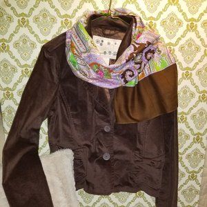 COTTON Brown velvet blazer and scarf DUO